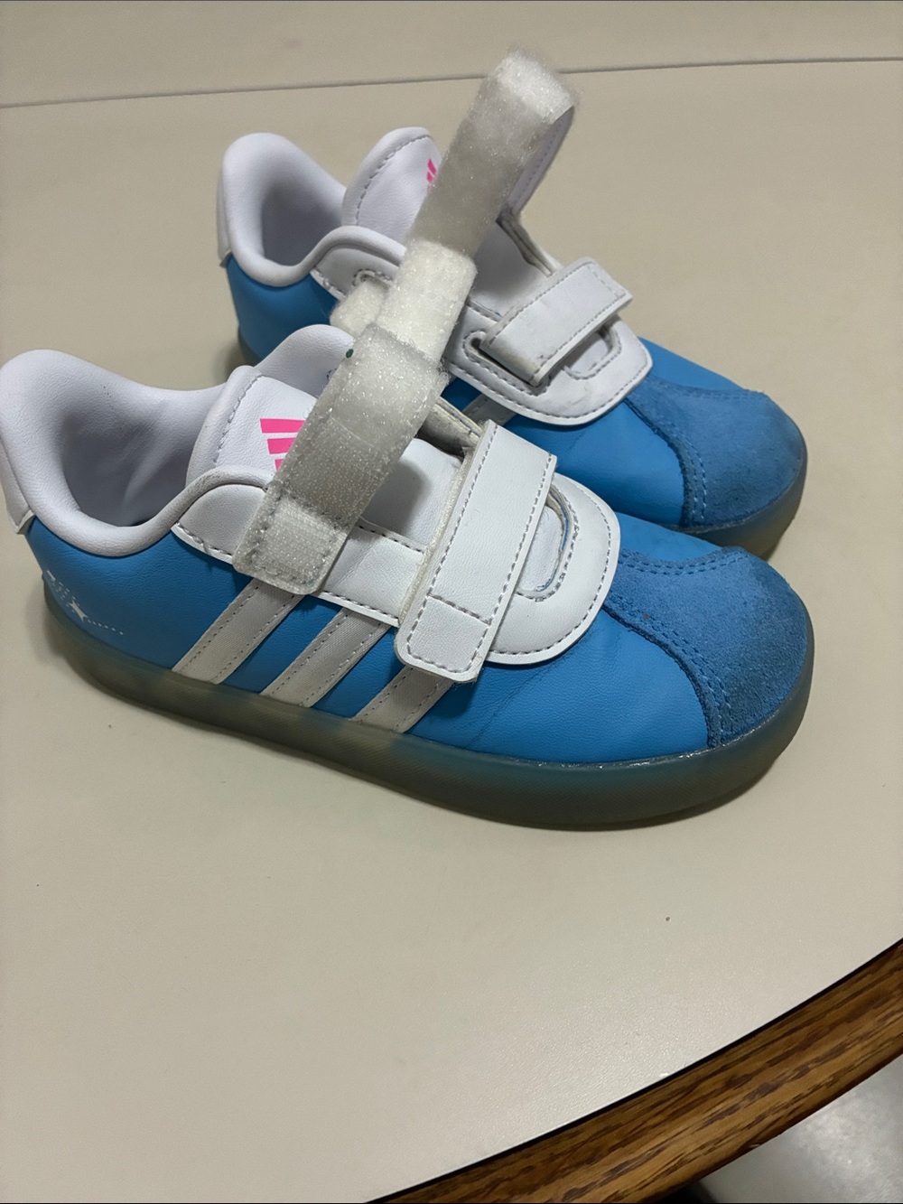 adidas Kids Bright Blue and White Velcro Sneakers